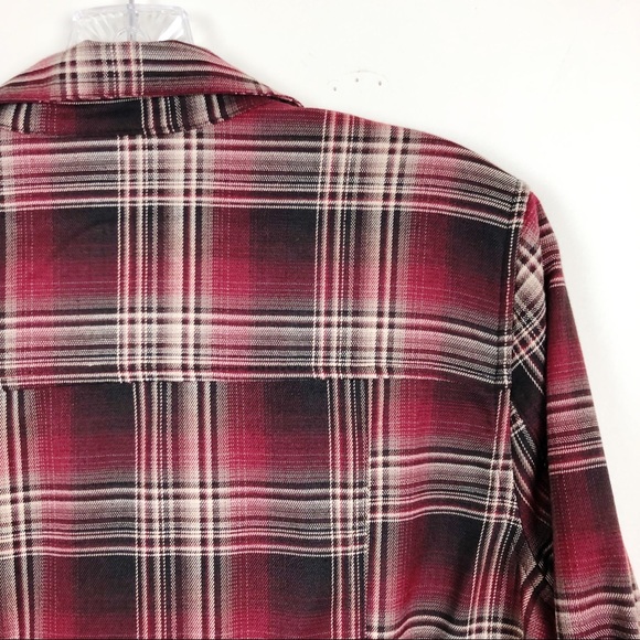 Jack Maroon Brown Plaid Shirt Dress Tunic Large - Picture 4 of 7